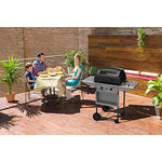 Campingaz Expert Deluxe Barbacoa gas piedra volcanica, parrilla gas con dos quemadores compactos y quemador lateral, 7 kW de potencia, parrilla de acero y mesas laterales