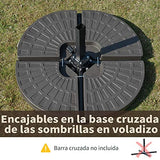 Outsunny Base para Sombrilla en 4 Partes Rellenable de Arena y Agua Desmontable para Jardín Patio al Aire Libre 100x100x10,5 cm Café