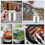 Odoland 16 Piezas Juego de Utensilios de Cocina para Camping Incl. 2 x Ollas Camping, 2 x Sartén de Aluminio, Estufa de Camping y 2X Taza de Acero Inoxidable - Kit de Camping