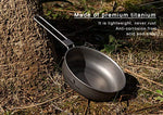 Boundless Voyage Sartén ultraligera de titanio con mango plegable para camping, sartén de titanio Ti15170B