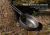 Boundless Voyage Sartén ultraligera de titanio con mango plegable para camping, sartén de titanio Ti15170B