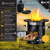 KESSER® Horno de cohetes con sartén de hierro fundido con bolsa de transporte