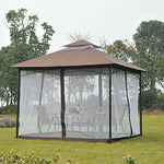 Outsunny Carpa Jardín o Terraza Color Café de 3x3m Cenador con Mosquitera Pabellón Gazebo con Techo con Ventilación