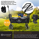 Kesser® Carro de Mano Plegable Modelo GTS-9100 con Techo, Carro de Transporte Plegable con 2 Sistemas de Cinturones de 3 Puntos, neumáticos de Goma Maciza de 360Ḟ (Schwarz/Grau)