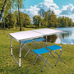 Aktive Mesa maletín regulable en altura con 4 taburetes para camping