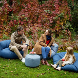 Lumaland Sofá Puff Redondo Grande 320l con Respaldo & Relleno Incluido - Sillón Relax Impermeable para Exterior - Mueble Ideal para Salón, Jardin y Terraza - 90 x 50 cm/Gris Acero