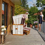 TecTake 800805 Sillón de Playa, Tumbona, Hamaca para jardín XXL, Banco Doble con toldo + Funda + 4 Cojines (Blanco/Rojo)