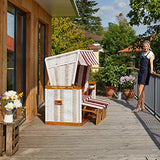 TecTake 800805 Sillón de Playa, Tumbona, Hamaca para jardín XXL, Banco Doble con toldo + Funda + 4 Cojines (Blanco/Rojo)