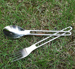 Boundless Voyage Cuchara de Titanio Tenedor Acampar al Aire Libre Cubiertos Cubiertos Cubiertos Cubiertos 2 Piezas