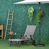 Outsunny Tumbona de Jardín de Ratán 192x74x55 cm con Respaldo Reclinable en 7 Posiciones Reposabrazos y Ruedas Marco de Aluminio para Patio Terraza Balcón Gris