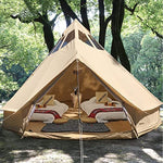 UNISTRENGH Tienda De Campana De Lona De Algodón Impermeable 4 Estaciones con Agujero De Estufa Y Ventanas De Techo Para 6-8 Personas, Camping, Caza, beige, L