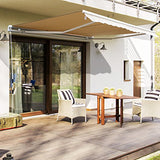 Outsunny Toldo Manual Plegable de Aluminio 295x250cm Ángulo Ajustable Manivela para Exterior Balcón Jardín Terraza