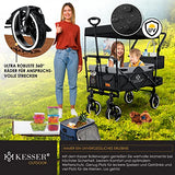 Kesser® Carro de Mano Plegable Modelo GTS-9100 con Techo, Carro de Transporte Plegable con 2 Sistemas de Cinturones de 3 Puntos, neumáticos de Goma Maciza de 360Ḟ (Schwarz/Grau)