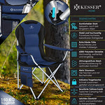 KESSER® Silla de Camping Plegable hasta 150 kg, Silla Plegable Acolchada con reposabrazos y Soporte para Bebidas + Bolsillo con Respaldo Alto, Silla de Playa, Taburete Plegable