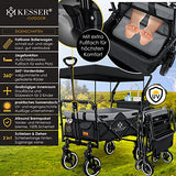 Kesser® Carro de Mano Plegable Modelo GTS-9100 con Techo, Carro de Transporte Plegable con 2 Sistemas de Cinturones de 3 Puntos, neumáticos de Goma Maciza de 360Ḟ (Schwarz/Grau)