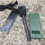 Pedernal Supervivencia Magnesio Mechero Kit 7 En 1 Encendedor con Mango De Madera Hecho a Mano Grueso De 5/16" 10,000 Pulverizadores De Chispa Tradicional para Acampada Senderismo Montañismo Viaje
