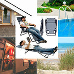 AMANKA - Tumbona Plegable con Reposacabezas, Reposapiernas y Respaldo Reclinable | 178 cm Gris